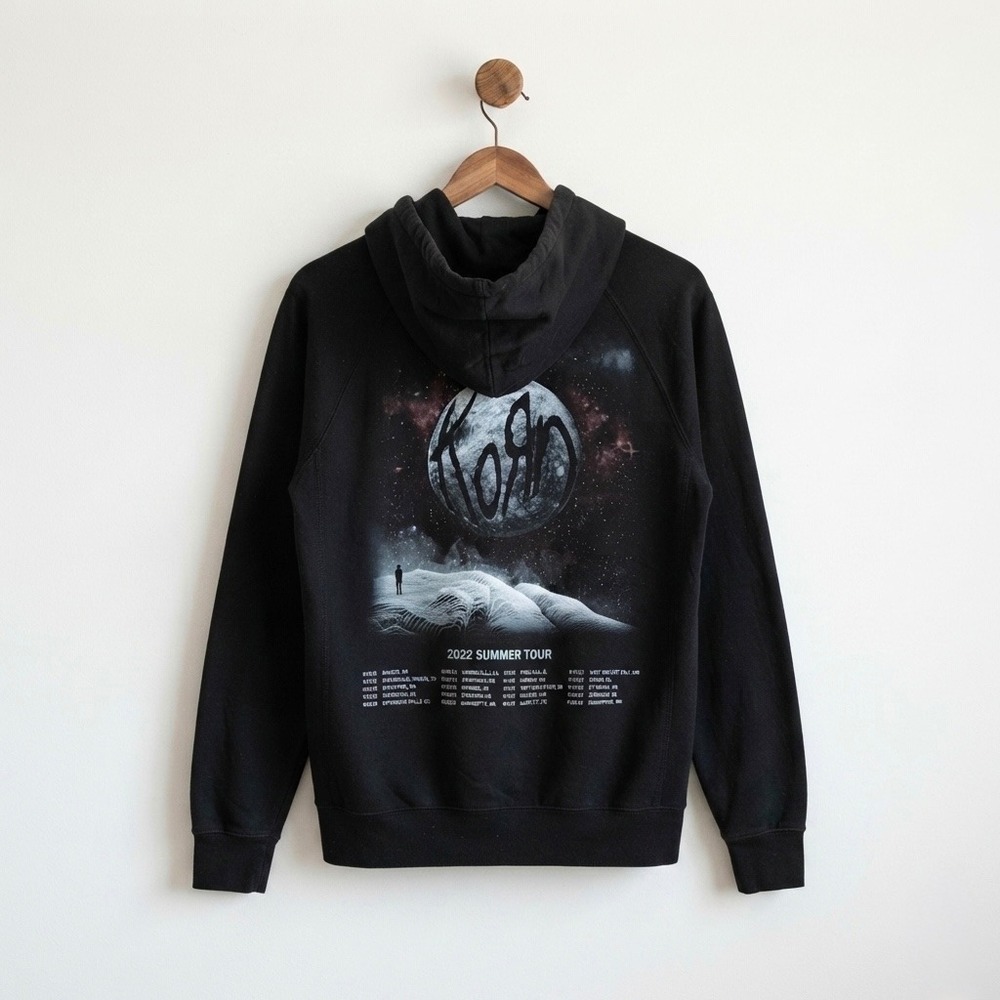 Korn 2022 Summer Tour Zip Hoodie Black Medium Moon Nu Metal Concert Merch